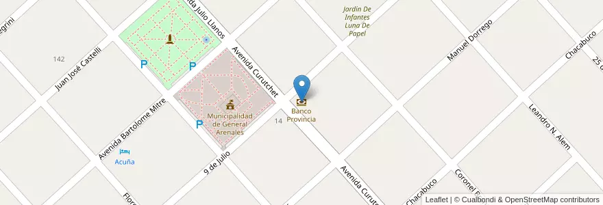 Mapa de ubicacion de Banco Provincia en Argentina, Buenos Aires, Partido De General Arenales.