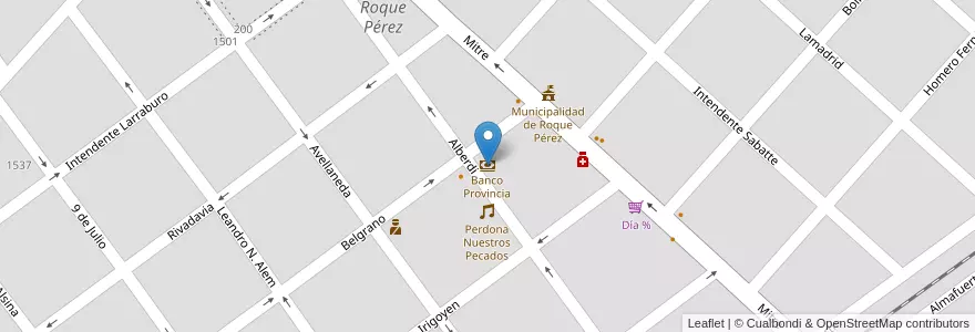 Mapa de ubicacion de Banco Provincia en الأرجنتين, بوينس آيرس, Partido De Roque Pérez, Roque Pérez.