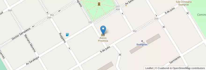 Mapa de ubicacion de Banco Provincia en Argentinië, Buenos Aires, Partido De Nueve De Julio, Cuartel Dudignac.