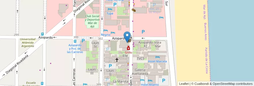 Mapa de ubicacion de Banco Provincia en Аргентина, Mar De Ajó.