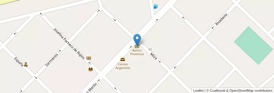 Mapa de ubicacion de Banco Provincia en アルゼンチン, ブエノスアイレス州, Partido De Tres Arroyos.