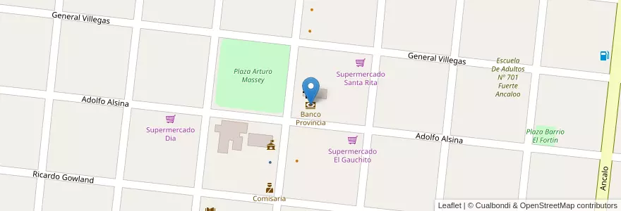 Mapa de ubicacion de Banco Provincia en アルゼンチン, ブエノスアイレス州, Partido De General Pinto.