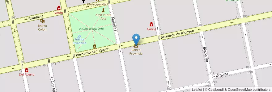 Mapa de ubicacion de Banco Provincia en 아르헨티나, 부에노스아이레스주, Partido De Coronel De Marina Leonardo Rosales, Punta Alta.