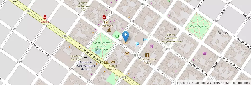 Mapa de ubicacion de Banco Provincia en Argentina, Buenos Aires, Partido De Rojas, Rojas.