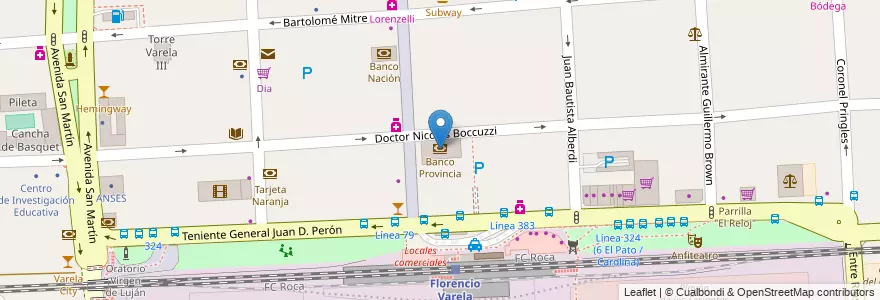 Mapa de ubicacion de Banco Provincia en 阿根廷, 布宜诺斯艾利斯省, Partido De Florencio Varela, Florencio Varela.