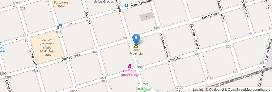 Mapa de ubicacion de Banco Provincia en Arjantin, Buenos Aires, Partido De La Matanza, Aldo Bonzi.