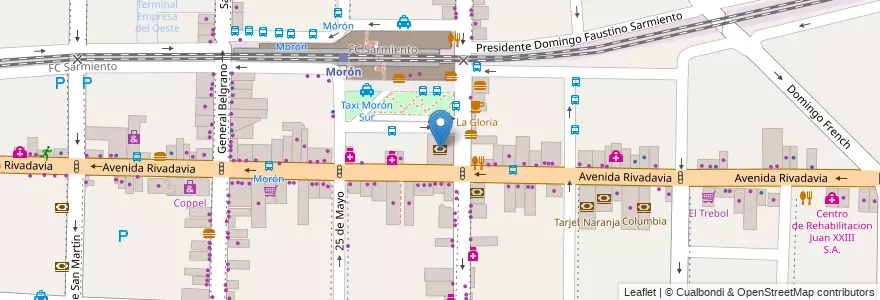 Mapa de ubicacion de Banco Provincia en الأرجنتين, بوينس آيرس, Partido De Morón, Morón.