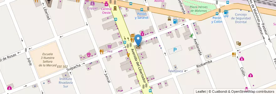 Mapa de ubicacion de Banco Provincia en Argentinië, Buenos Aires, Partido De Merlo, Merlo.