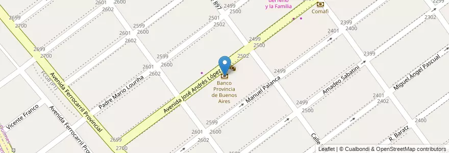 Mapa de ubicacion de Banco Provincia de Buenos Aires en アルゼンチン, ブエノスアイレス州, Partido De Quilmes, San Francisco Solano.