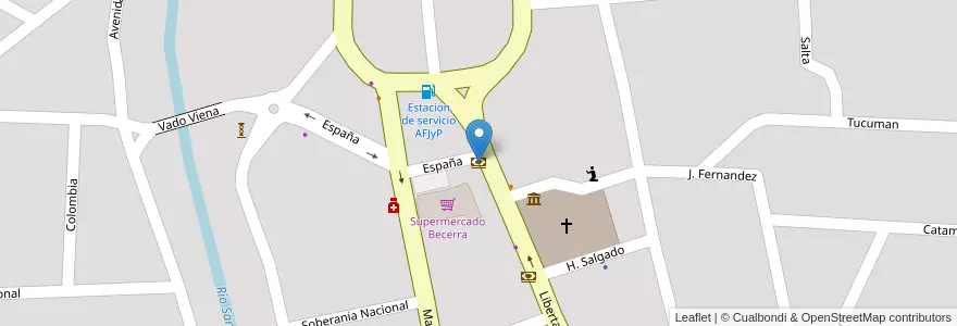 Mapa de ubicacion de Banco Provincia de Córdoba en Аргентина, Кордова, Departamento Calamuchita, Pedanía Monsalvo, Municipio De Santa Rosa De Calamuchita, Santa Rosa De Calamuchita.