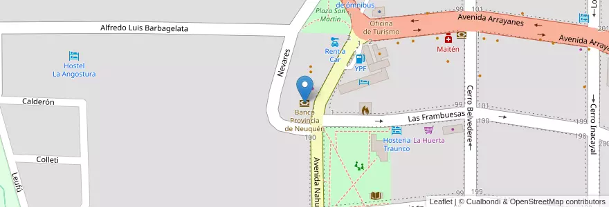 Mapa de ubicacion de Banco Provincia de Neuquén en Argentina, Chile, Neuquén Province, Departamento Los Lagos, Villa La Angostura, Villa La Angostura.