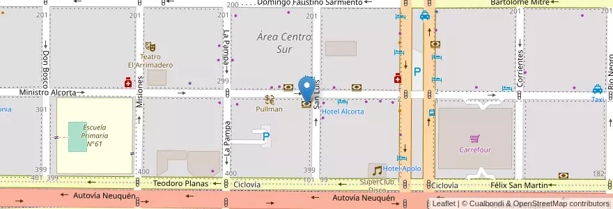 Mapa de ubicacion de Banco Provincia del Neuquén en Argentinien, Chile, Provinz Neuquén, Departamento Confluencia, Municipio De Neuquén, Neuquén.