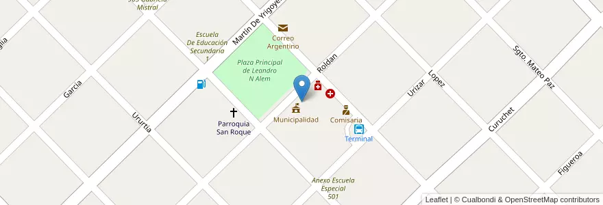 Mapa de ubicacion de Banco Provincia Link en 阿根廷, 布宜诺斯艾利斯省, Partido De Leandro N. Alem.