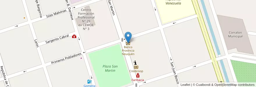 Mapa de ubicacion de Banco Provincia Neuquén en آرژانتین, شیلی, استان نئوکن, Departamento Confluencia, Centenario.