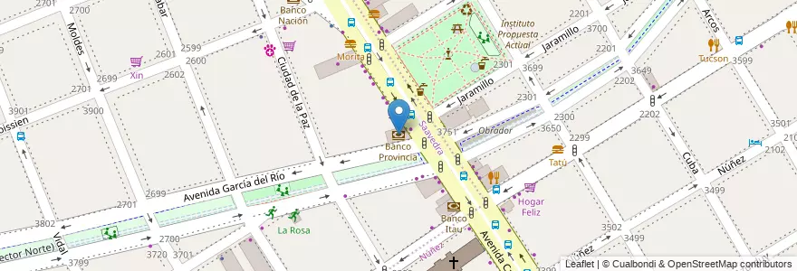 Mapa de ubicacion de Banco Provincia, Saavedra en アルゼンチン, Ciudad Autónoma De Buenos Aires, ブエノスアイレス, Comuna 13.