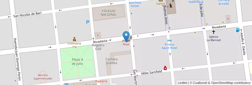 Mapa de ubicacion de Banco Rioja en 아르헨티나, La Rioja, Departamento Capital, La Rioja.