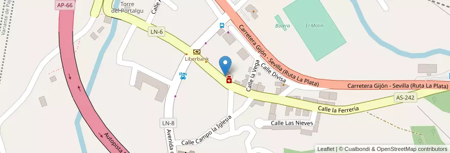 Mapa de ubicacion de Banco Sabadell en Spagna, Asturie, Asturie, Lena.