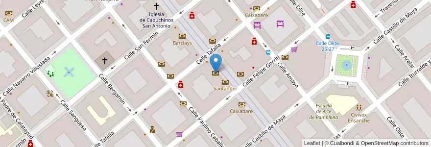 Mapa de ubicacion de Banco Sabadell en إسبانيا, Navarra - Nafarroa, Navarra - Nafarroa, بنبلونة.