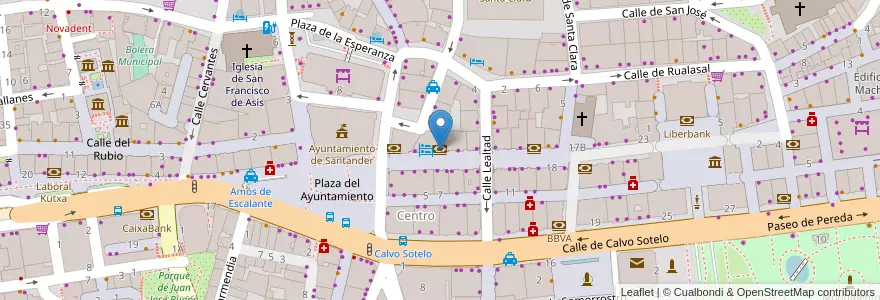 Mapa de ubicacion de Banco Sabadell en Испания, Кантабрия, Кантабрия, Santander, Santander.