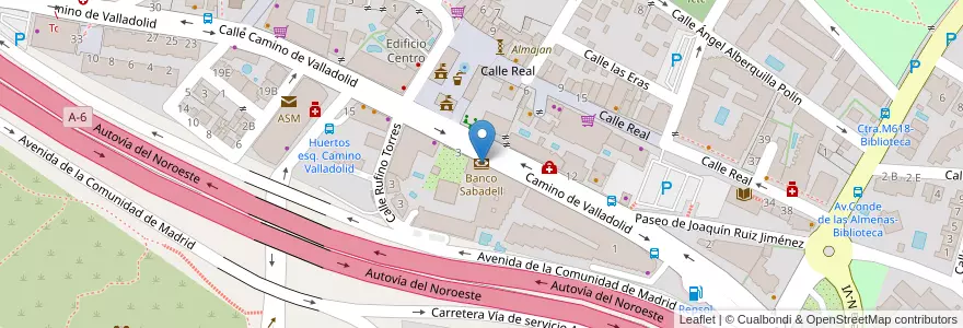 Mapa de ubicacion de Banco Sabadell en スペイン, マドリード州, Comunidad De Madrid, Cuenca Del Guadarrama, Torrelodones.