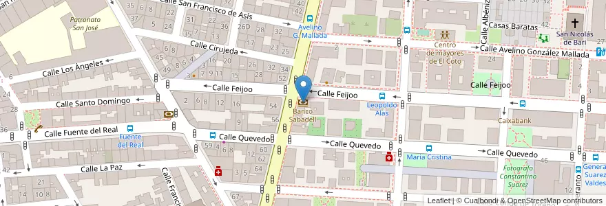Mapa de ubicacion de Banco Sabadell en İspanya, Asturias, Asturias, Gijón/Xixón.