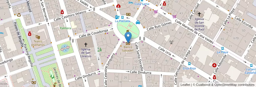 Mapa de ubicacion de Banco Sabadell en Spagna, Asturie, Asturie, Gijón/Xixón.