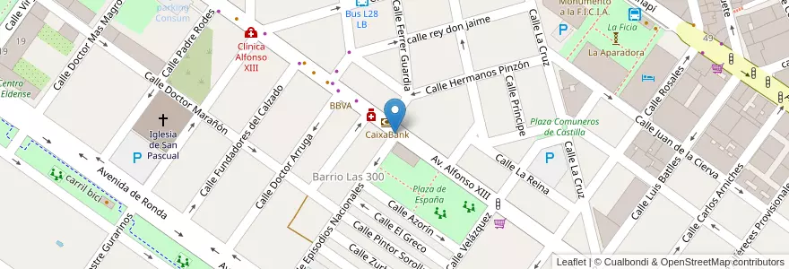 Mapa de ubicacion de Banco Sabadell en スペイン, バレンシア州, Alacant / Alicante, El Vinalopó Mitjà / El Vinalopó Medio, Elda.