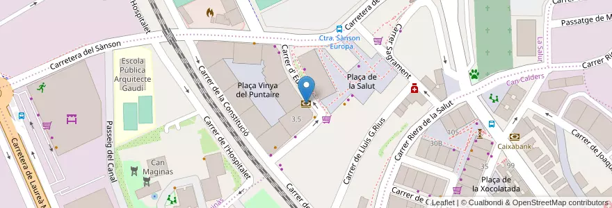 Mapa de ubicacion de Banco Sabadell en Espanha, Catalunha, Barcelona, Baix Llobregat, Sant Feliu De Llobregat.