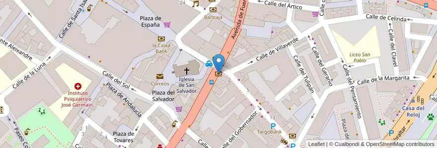 Mapa de ubicacion de Banco Sabadell en スペイン, マドリード州, Comunidad De Madrid, Área Metropolitana De Madrid Y Corredor Del Henares, Leganés.