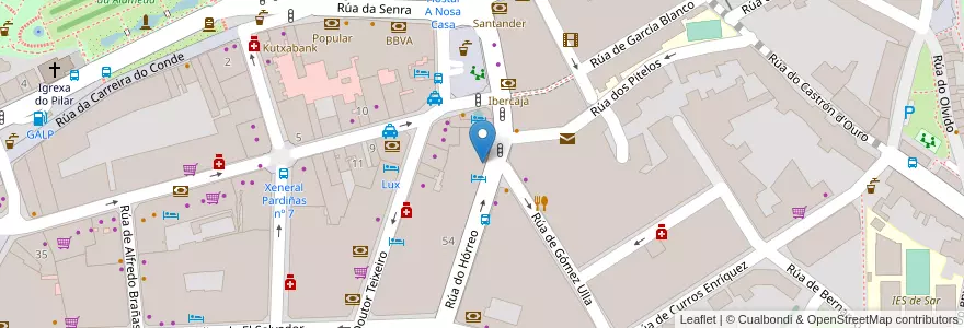 Mapa de ubicacion de Banco Sabadell en España, Galicia / Galiza, A Coruña, Santiago, Santiago De Compostela.