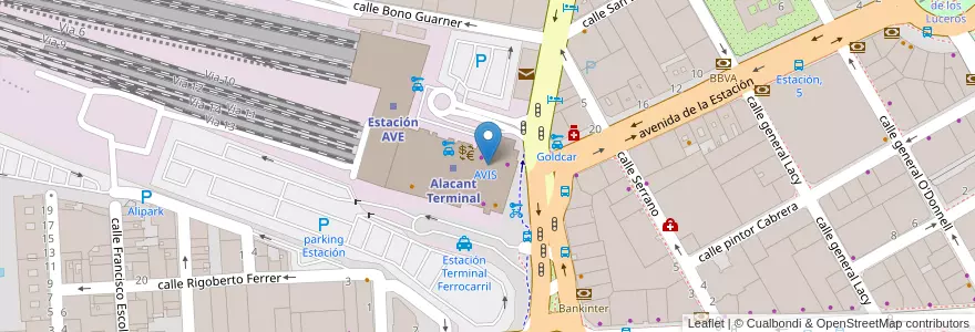 Mapa de ubicacion de Banco Sabadell en Espanha, Comunidade Valenciana, Alacant / Alicante, L'Alacantí, Alacant / Alicante.
