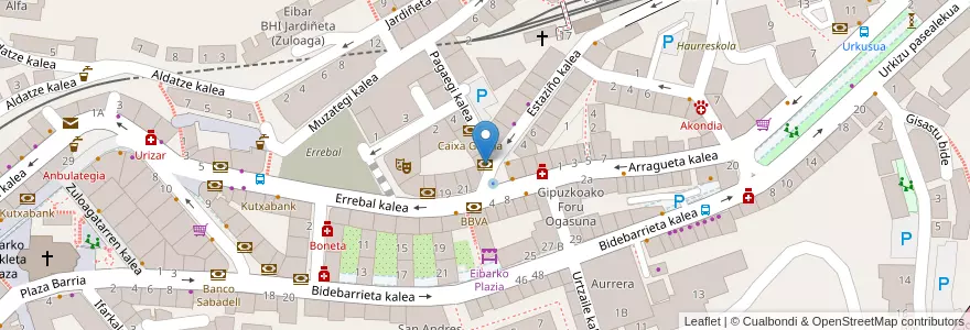 Mapa de ubicacion de Banco Sabadell en Spanje, Baskenland, Gipuzkoa, Debabarrena, Eibar.