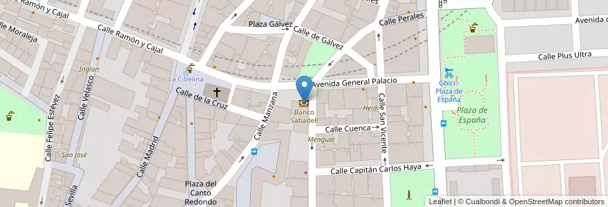 Mapa de ubicacion de Banco Sabadell en Spain, Community Of Madrid, Community Of Madrid, Área Metropolitana De Madrid Y Corredor Del Henares, Getafe.