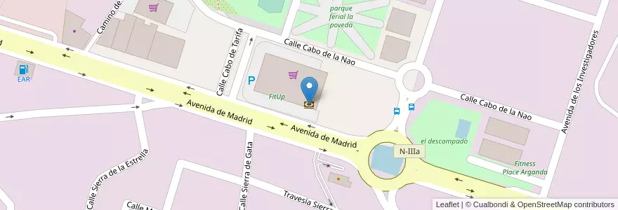 Mapa de ubicacion de Banco Sabadell en إسبانيا, منطقة مدريد, منطقة مدريد, Cuenca Del Henares, Arganda Del Rey.