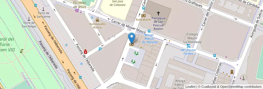 Mapa de ubicacion de Banco Sabadell en España, Comunitat Valenciana, València / Valencia, Comarca De València, València.