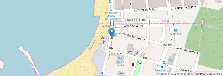 Mapa de ubicacion de Banco Sabadell en スペイン, バレアレス諸島, España (Mar Territorial), バレアレス諸島, Migjorn.