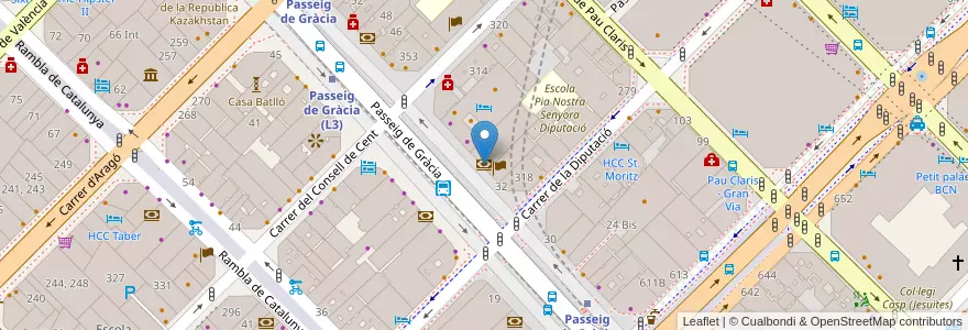 Mapa de ubicacion de Banco Sabadell en إسبانيا, كتالونيا, برشلونة, بارسلونس, Barcelona.