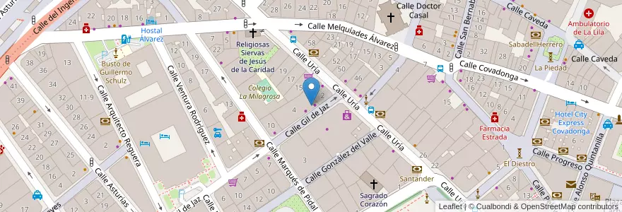 Mapa de ubicacion de Banco Sabadell en 스페인, 아스투리아스, 아스투리아스, Oviedo.
