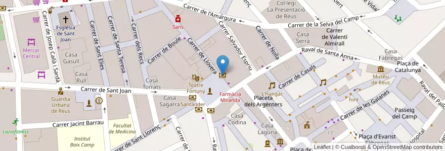 Mapa de ubicacion de Banco Sabadell en 스페인, Catalunya, Tarragona, Baix Camp, Reus.