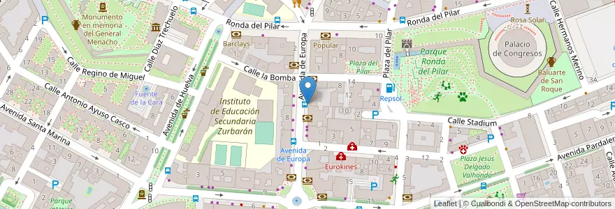 Mapa de ubicacion de Banco Sabadell en اسپانیا, Extremadura, باداخوس, Tierra De Badajoz, Badajoz.