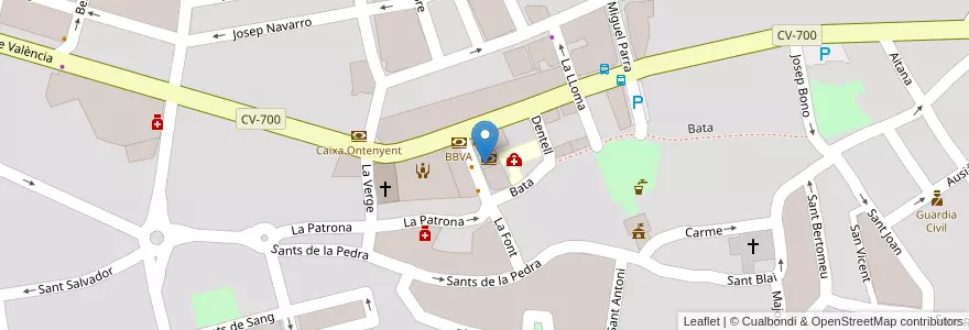 Mapa de ubicacion de Banco Sabadell en 스페인, Comunitat Valenciana, Alacant / Alicante, El Comtat, Muro De Alcoy.