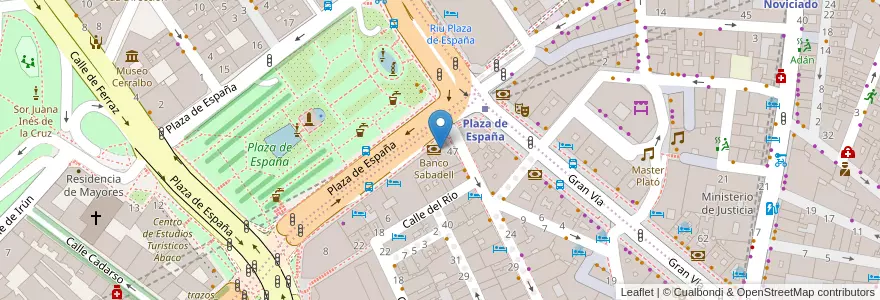 Mapa de ubicacion de Banco Sabadell en Espagne, Communauté De Madrid, Communauté De Madrid, Área Metropolitana De Madrid Y Corredor Del Henares, Madrid.