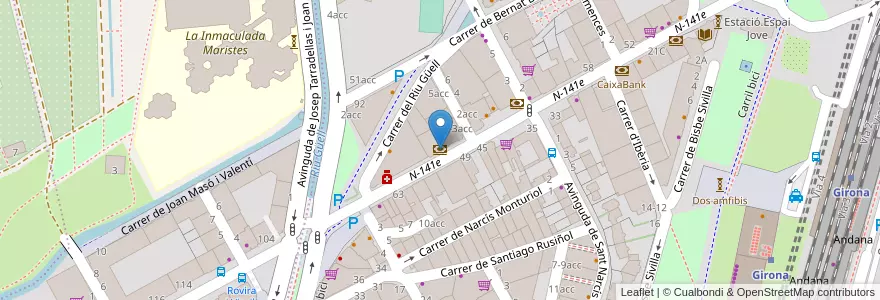 Mapa de ubicacion de Banco Sabadell en 西班牙, Catalunya, 赫罗纳, Gironès, 赫罗纳.