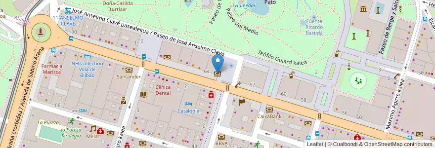 Mapa de ubicacion de Banco SabadellGuipuzcoano en 西班牙, 巴斯克, 比斯开, Bilboaldea, 毕尔巴鄂.