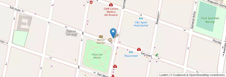 Mapa de ubicacion de Banco San Juan en アルゼンチン, チリ, サンフアン州, San José De Jáchal.