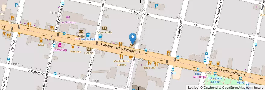 Mapa de ubicacion de Banco Santa Fe en Аргентина, Санта-Фе, Departamento Rosario, Municipio De Rosario, Росарио.