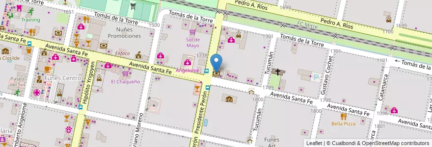 Mapa de ubicacion de Banco Santa Fe en 阿根廷, Santa Fe, Departamento Rosario, Municipio De Funes, Funes.