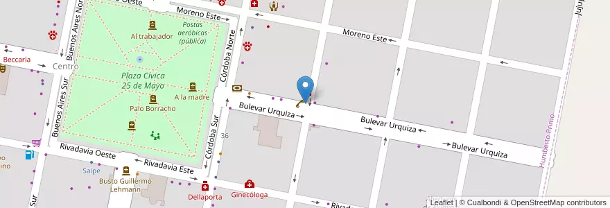 Mapa de ubicacion de Banco Santa Fe en Argentinië, Santa Fe, Departamento Castellanos, Municipio De Humberto Primo, Humberto Primo.