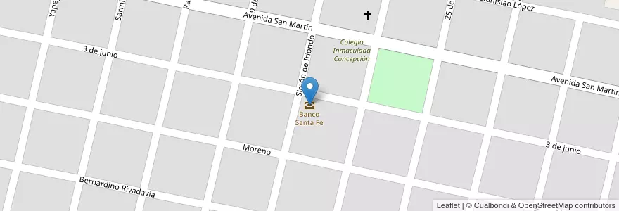 Mapa de ubicacion de Banco Santa Fe en آرژانتین, سانتافه, Departamento San Javier, Municipio De Romang.