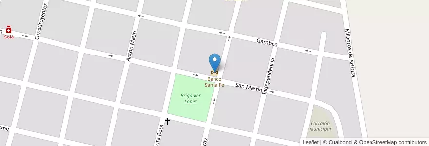 Mapa de ubicacion de Banco Santa Fe en آرژانتین, سانتافه, Departamento La Capital, Municipio De San José Del Rincón, San José Del Rincón.